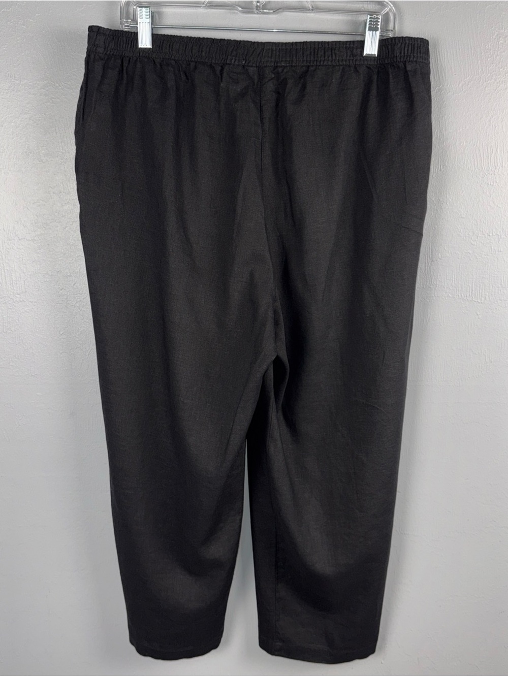 Coral Bay Pants Womens XL Black Linen Blend Drawstring Straight Leg Lightweight - Picture 5 of 5